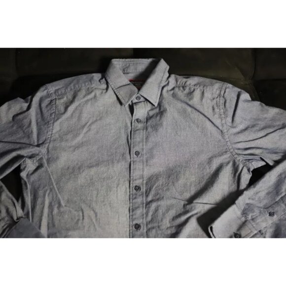 UNTUCKit Button Up Shirt Men M Blue Slim Fit Spread Collared Long Sleeve Cotton - Picture 2 of 9